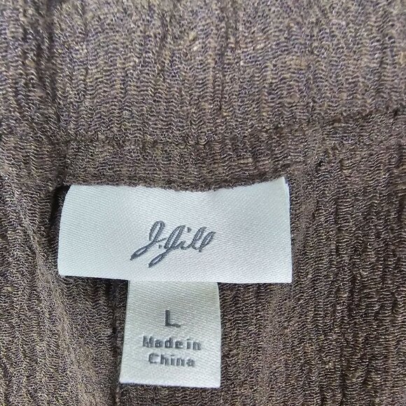J. Jill Brown Wide-Leg Pants L Hemp/Silk/Organic Cotton Blend Stretch Drawstring - Picture 4 of 10